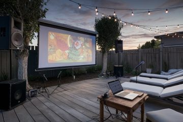 outdoor party karaoke setup