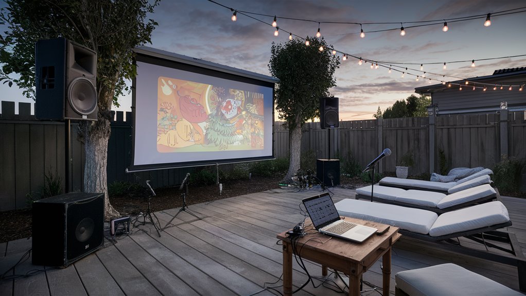 outdoor party karaoke setup