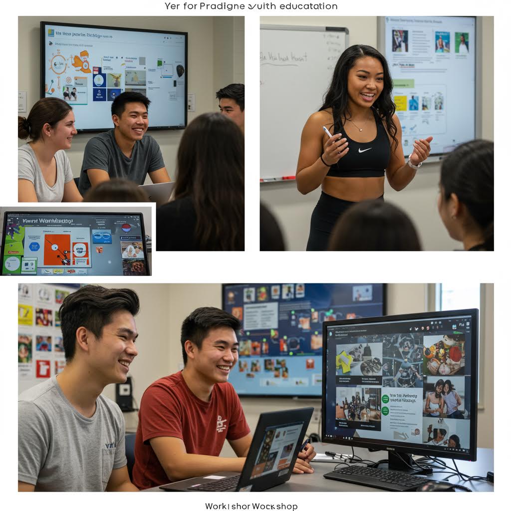 학생들이 화면을 중심으로 아이디어를 공유하며 온카스터디의 협력적 배움이 살아나는 장면